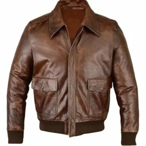Mens Flying RAF Aviator Brown Leather Bomber Jacket