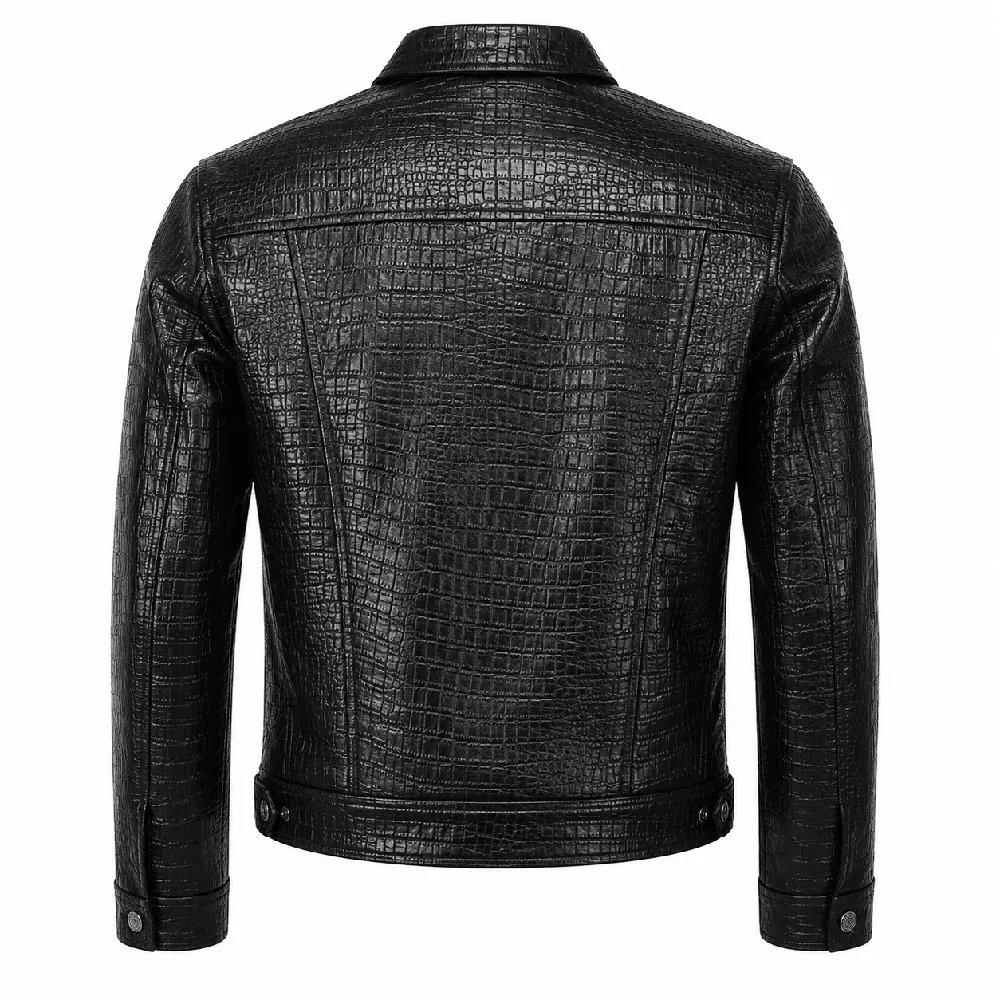 Mens Shirt Style Crocodile Leather Jacket