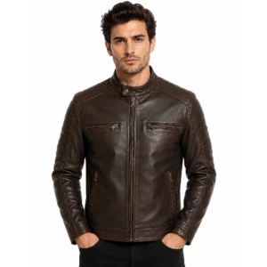 Mens Brown Biker Leather Jacket