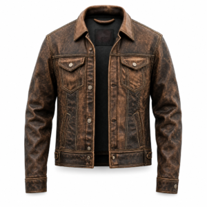 Mens Vintage Fashion Trucker Leather Jacket